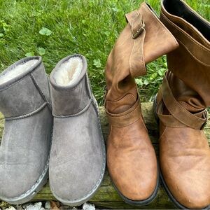 Set of 2 SHEIN‎ Gray Ankle Boots & Brown Boots